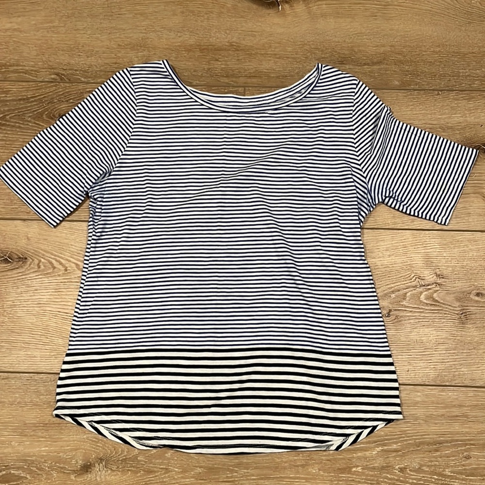 LOFT Blue White Striped Cotton Shirt - Size Small